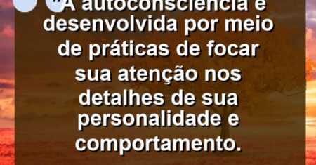 “A autoconsciência é desenvolvida por meio de práticas de focar sua atenção nos detalhes de sua personalidade e comportamento.