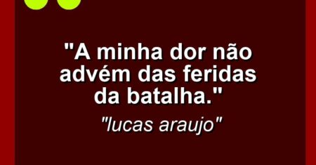 “A minha dor não advém das feridas da batalha.”