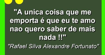 “A unica coisa que me emporta é que eu te amo nao quero saber de mais nada !!”