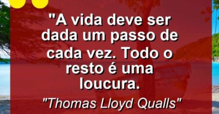 “A vida deve ser dada um passo de cada vez. Todo o resto é uma loucura.