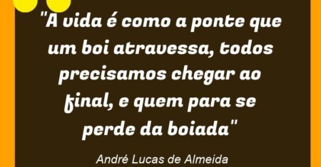 “A vida é como a ponte que um boi atravessa, todos precisamos chegar ao final, e quem para se perde da boiada”