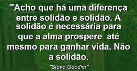 “Acho que há uma diferença entre solidão e solidão. A solidão é necessária para que a alma prospere – até mesmo para ganhar vida. Não a solidão.