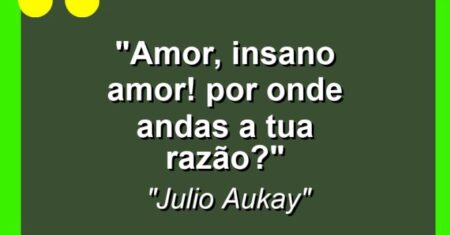 “Amor, insano amor! Por onde andas a tua razão?”