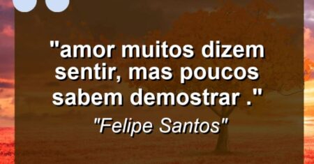 “‘Amor’ muitos dizem sentir, mas poucos sabem demostrar .”