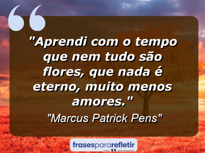 Frases de Amor: mensagens românticas e apaixonantes - “Aprendi com o tempo que nem tudo são flores, que nada é eterno, muito menos amores.”