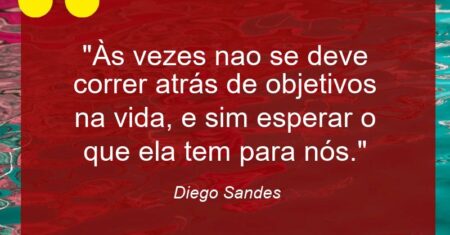 “Às vezes nao se deve correr atrás de objetivos na vida, e sim esperar o que ela tem para nós.”