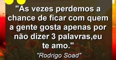 “AS vezes perdemos a chance de ficar com quem a gente gosta apenas por não dizer 3 palavras,eu te amo.”