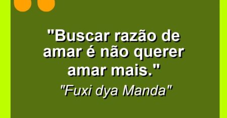 “Buscar razão de amar é não querer amar mais.”