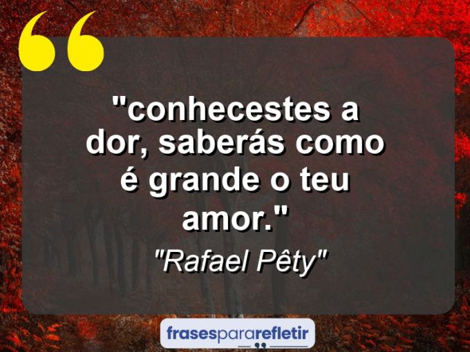 Frases de Amor: mensagens românticas e apaixonantes - ““Conhecestes a dor, saberás como é grande o teu amor”.”