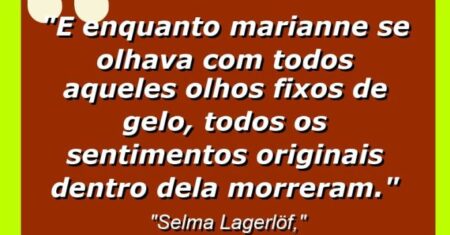 “E enquanto Marianne se olhava com todos aqueles olhos fixos de gelo, todos os sentimentos originais dentro dela morreram.”
