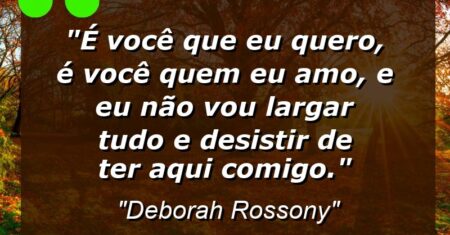 “É você que eu quero, é você quem eu amo, e eu não vou largar tudo e desistir de ter aqui comigo.”