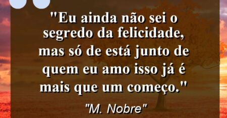 “Eu ainda não sei o segredo da felicidade, mas só de está junto de quem eu amo isso já é mais que um começo.”
