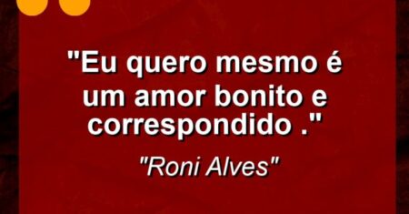 “Eu quero mesmo é um amor bonito e correspondido .”