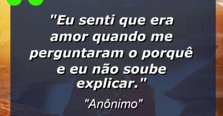 “Eu senti que era amor quando me perguntaram o porquê e eu não soube explicar.”