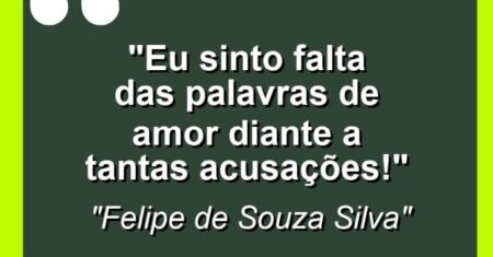 “Eu sinto falta das palavras de amor diante a tantas acusações!”