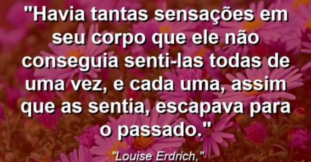 “Havia tantas sensações em seu corpo que ele não conseguia senti-las todas de uma vez, e cada uma, assim que as sentia, escapava para o passado.”