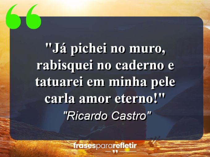 Frases de Amor: mensagens românticas e apaixonantes - “Já pichei no muro, rabisquei no caderno e tatuarei em minha pele CARLA amor eterno!”