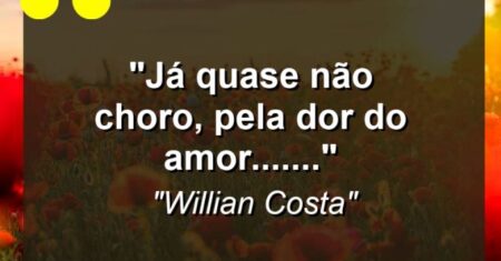 “Já quase não choro, pela dor do amor…….”