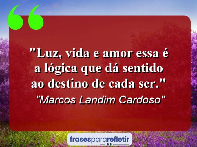 Frases de Amor: mensagens românticas e apaixonantes - “Luz, vida e amor essa é a lógica que dá sentido ao destino de cada ser.”