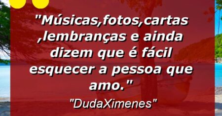 “Músicas,fotos,cartas,lembranças e ainda dizem que é fácil esquecer a pessoa que amo.”