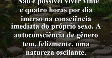 “Não é possível viver vinte e quatro horas por dia imerso na consciência imediata do próprio sexo. A autoconsciência de gênero tem, felizmente, uma natureza oscilante.