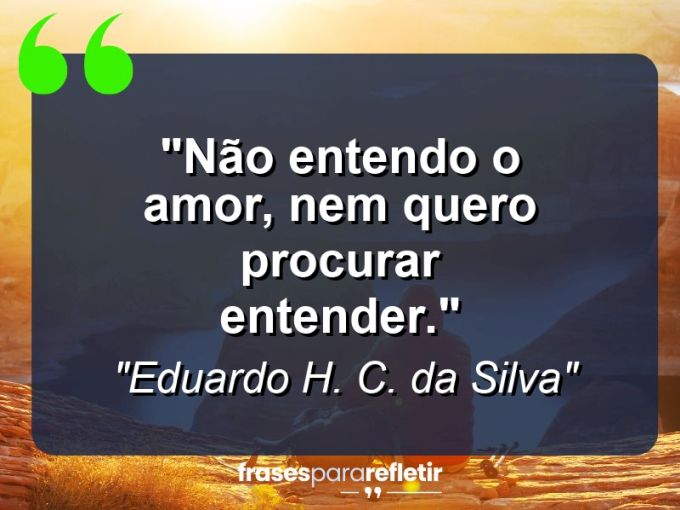 Frases de Amor: mensagens românticas e apaixonantes - “Não entendo o amor, nem quero procurar entender.”