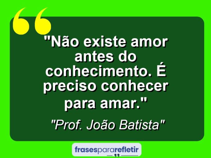 Frases de Amor: mensagens românticas e apaixonantes - “Não existe amor antes do conhecimento. É preciso conhecer para amar.”