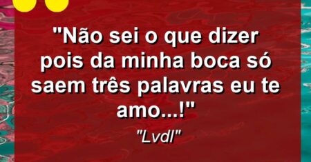 “Não sei o que dizer pois da minha boca só saem três palavras: EU TE AMO…!”