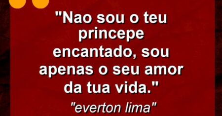 “nao sou o teu princepe encantado, sou apenas o seu amor da tua vida.”