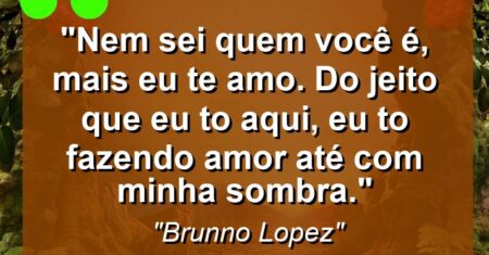 “Nem sei quem você é, mais eu te amo. do jeito que eu to aqui, eu to fazendo amor até com minha sombra.”