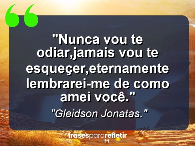 Frases de Amor: mensagens românticas e apaixonantes - “Nunca vou te odiar,jamais vou te esqueçer,eternamente lembrarei-me de como amei você.”