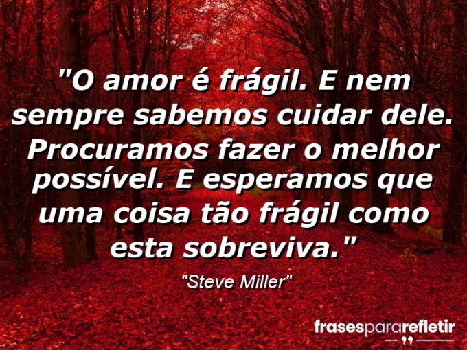 Frases de Amor: mensagens românticas e apaixonantes - “O amor é frágil. E nem sempre sabemos cuidar dele. Procuramos fazer o melhor possível. E esperamos que uma coisa tão frágil como esta sobreviva.”