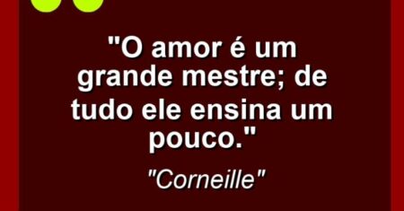 “O amor é um grande mestre; de tudo ele ensina um pouco.”