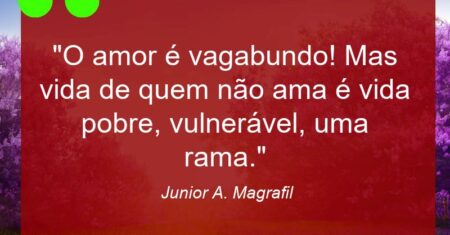 “O amor é vagabundo! Mas vida de quem não ama é vida pobre, vulnerável, uma rama.”