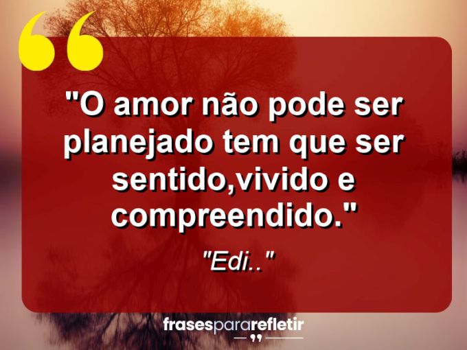 Frases de Amor: mensagens românticas e apaixonantes - “O amor não pode ser planejado tem que ser sentido,vivido e compreendido.”