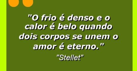 “O frio é denso e o calor é belo quando dois corpos se unem o amor é eterno.”