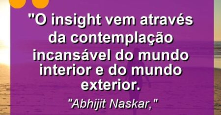 “O insight vem através da contemplação incansável do mundo interior e do mundo exterior.
