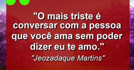 “O mais triste é conversar com a pessoa que você ama sem poder dizer “eu te amo”.”