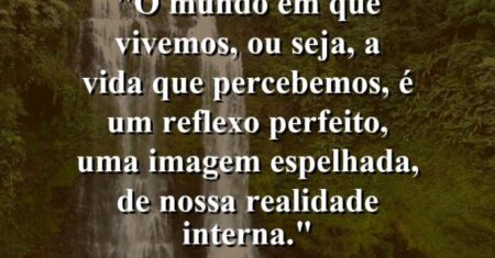 “O mundo em que vivemos, ou seja, a vida que percebemos, é um reflexo perfeito, uma imagem espelhada, de nossa realidade interna.”