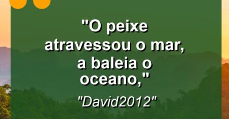 “O peixe atravessou o mar, a baleia o oceano,”