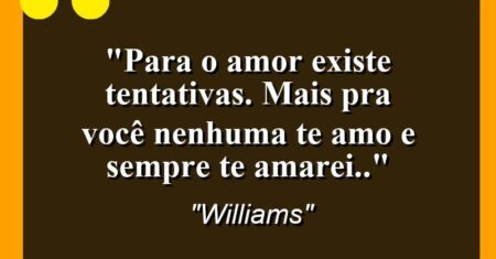 “Para o amor existe tentativas. Mais pra você nenhuma te amo e sempre te amarei..”