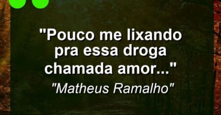 “Pouco me lixando pra essa droga chamada amor…”