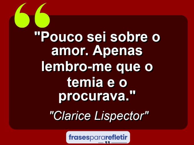 Frases de Amor: mensagens românticas e apaixonantes - “Pouco sei sobre o amor. Apenas lembro-me que o temia e o procurava.”