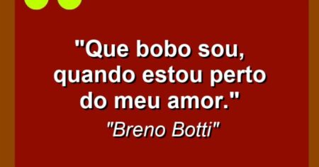 “Que bobo sou, quando estou perto do meu amor.”