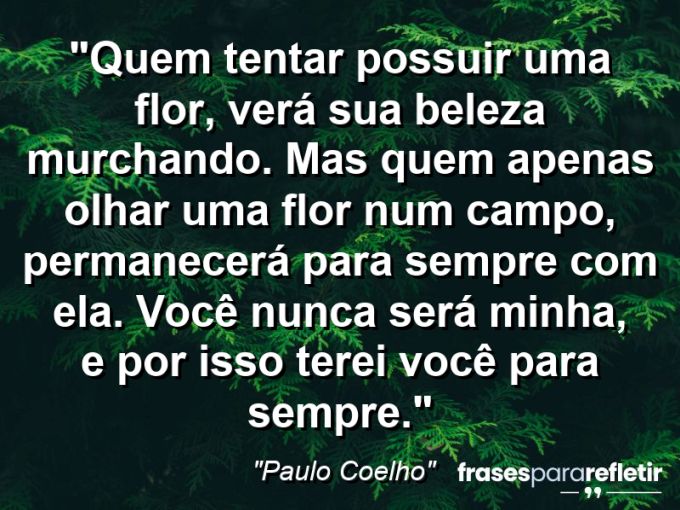 Frases de Amor: mensagens românticas e apaixonantes - “Quem tentar possuir uma flor, verá sua beleza murchando. Mas quem apenas olhar uma flor num campo, permanecerá para sempre com ela. Você nunca será minha, e por isso terei você para sempre.”