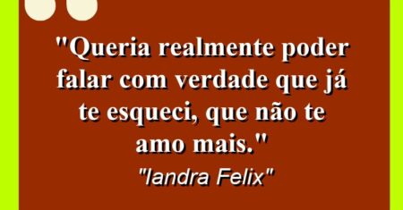 “Queria realmente poder falar com verdade que já te esqueci, que não te amo mais.”