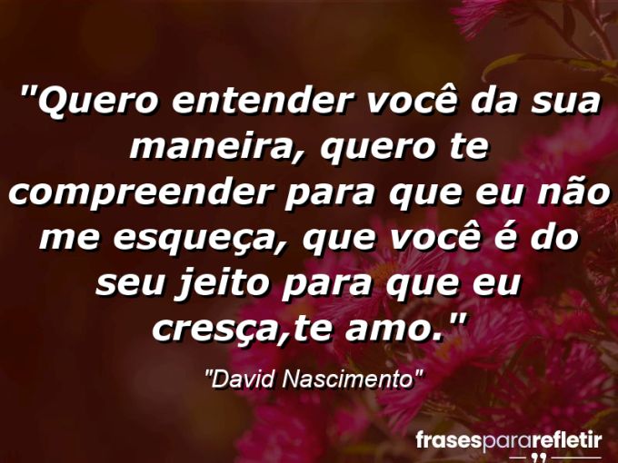 Frases de Amor: mensagens românticas e apaixonantes - “Quero entender você da sua maneira, quero te compreender para que eu não me esqueça, que você é do seu jeito para que eu cresça,te amo.”