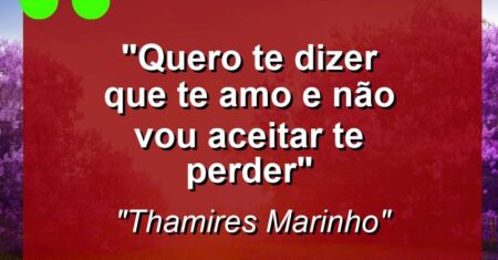“Quero te dizer que te amo e não vou aceitar te perder”