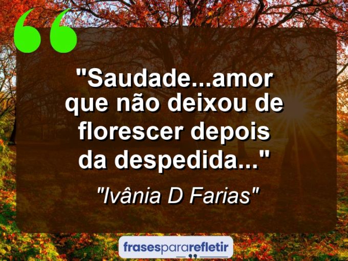 Frases de Amor: mensagens românticas e apaixonantes - “Saudade…amor que não deixou de florescer depois da despedida…”