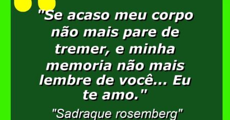 “Se acaso meu corpo não mais pare de tremer, e minha memoria não mais lembre de você… Eu te amo.”
